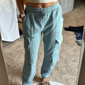 Teal Cargo Joggers